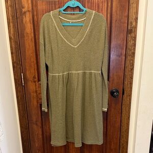 Olive Knit V-Neck Sweater